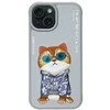 Nimmy Apple iPhone 15 6.1" dėklas telefonui pilkos spalvos Glasses Cool Cat