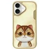 Nimmy Apple iPhone 16 6.1" dėklas telefonui haki spalvos Big Eyed Pet 2.0 Cat
