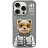 Nimmy Apple iPhone 16 Pro Max 6.9" dėklas telefonui pilkos spalvos Cool&amp;Cute 2.0 Bear