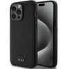 Tumi TUHMP15XRBAK Apple iPhone 15 Pro Max 6.7" juodos spalvos kietas dėklas, odinis balistinio rašto MagSafe dėklas