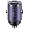 USAMS automobilinis įkroviklis 1xUSB+1xUSB-C C38 30WPD Fast Charge with Built-in Ring Violetinė CC206C