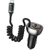 USAMS automobilinis įkroviklis C37 1xUSB+1xUSB-C 60W + kabelis Ligtning 30W PD+QC Fast Charge juodos spalvos CC193CC01 (US-CC193)