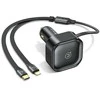 USAMS automobilinis įkroviklis with retractable cable 1xUSB-C+1x Lightning C41 PD 30W Fast Charge juodas/juodas CC2