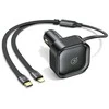 USAMS automobilinis įkroviklis with retractable cable 2xUSB-C C41 PD 30W Fast Charge juodas/juodas CC220CC01 (US-CC