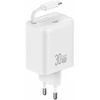 USAMS Laidinis įkroviklis 1xUSB-C su suvyniojamu kabeliu USB-C Retractable PD+QC 30W Gan Fast Charging baltos spalvos YC Series CC241TC02 (US-CC241)