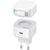 USAMS įkroviklis 1xUSB-C su ištraukiamu USB-C laidu (tik antgalis) PD+QC 35W Gan greitas įkrovimas baltos spalvos