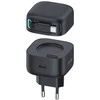 USAMS įkroviklis 1xUSB-C su ištraukiamu USB-C laidu (tik antgalis) PD+QC 35W Gan Fast Charging juodos spalvos
