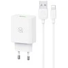 USAMS Laidinis įkroviklis 18W + kabelis Lightning/ USB-A Fast Charging baltos spalvos series SC SCXLTZ03
