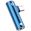 USAMS Adapteris AU07 2w1 USB-C mėlyna/mėlynas USB-C + 3,5mm SJ277TC02 (US-SJ277)