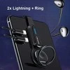 USAMS ADAPTER AU08 2W1 2X LIGTNING LED + RING HOLDER Juodas