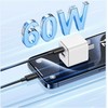 USAMS Kabelis USB-C į USB-C 60W 1m Fast Charging YD Series baltos spalvos SJ711USB02 (US-SJ711)