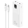 USAMS Powerbank PB68 30000mAh 65WQC3.0+PD Fast Charge + USB-C/USB-C cable 100W baltas ATXLOGTCT