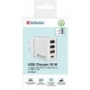 Verbatim laidinis įkroviklis 30W 3xUSB-A/ USB-C PD 3.0 CHR-30EU2 baltos spalvos 49701