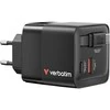 Verbatim įkroviklis laidinis GaN 65W 2xUSB-C/USB-A + Adapteris EU/UK/US juodos spalvos 32217