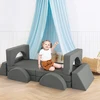 10 dalių modulinė sofa vaikams Eko oda, Pilka