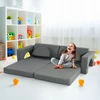 10 dalių modulinė sofa vaikams Eko oda, Pilka