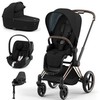 Universalus vežimėlis Cybex Priam V4 Deep Juodas 4in1 Rose Gold