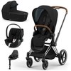 Universalus vežimėlis Cybex Priam V4 Deep Juodas 4in1 Chrome Brown