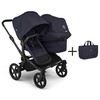 Universalus vežimėlis pametinukams Bugaboo Donkey 6 DUO 2in1 Deep indigo/Deep indigo/juodas frame