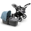 Vaikiškas universalus vežimėlis dvynukams Bugaboo donkey 3 twins alu/ pilkas melange / vapor mėlynas