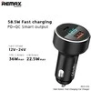 Automobilinis įkroviklis USB, USB-C Remax RCC215, 58.5W (juodas)