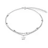 Again Jewelry Dviguba sidabrinė apyrankė ant kulkšnies su gėlėmis AJNH0013