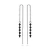 Again Jewelry Sidabriniai auskarai su grandinėle ir juodu spineliu AJKNS008