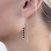 Again Jewelry Sidabriniai auskarai su grandinėle ir juodu spineliu AJKNS008