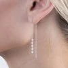 Again Jewelry Sidabriniai auskarai su grandinėle ir mėnulio akmeniu AJKNS003