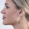 Again Jewelry Sidabriniai auskarai su grandinėle ir juodu spineliu AJKNS008