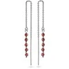 Again Jewelry Sidabriniai grandinėlės auskarai su granatu AJKNS005