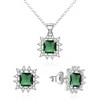 Agato Sidabrinis jewelry set with žalias zircons AGSET363R-GR (earrings, pakabukas, pendant)