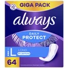 Always Daily Protect Long Higieniniai Įklotai, 0% Kvapiųjų Medžiagų, 64 vnt.