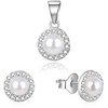 Beneto Sidabrinis jewelry set with real pearls AGSET270PL (pendant, earrings)