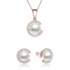 Beneto Gold-plated jewelry set with real pearls AGSET285P-ROSE (earrings, pakabukas, pendant)