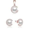 Beneto Sidabrinis jewelry set with real pearls AGSET285P-ROSE (pendant, earrings)