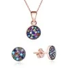 Beneto Sidabrinis jewelry set with colored zircons AGSET284 (earrings, pakabukas, pendant)