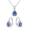 Beneto Sidabrinis jewelry set with mėlynas zircons AGSET361R (earrings, pakabukas, pendant)