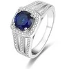 Beneto Sidabrinis ring with mėlynas crystal AGG326