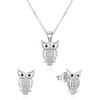 Beneto Sidabrinis papuošalų komplektas Owls su cirkoniais AGSET61RL (auskarai, grandinėlė, pakabukas)