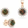 Brilio Silver Brilio Sidabrinis Gold-plated jewelry set with opal and zircons SET231RBC (pendant, earrings)