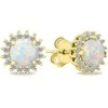 Brilio Silver Brilio Sidabrinis Gold-plated jewelry set with zircons and baltas opal SET231Y (pendant, earrings)