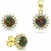 Brilio Silver Brilio Sidabrinis Gold-plated jewelry set with zircons and opal SET231YBC (pendant, earrings)