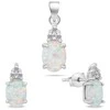 Brilio Silver Beautiful sidabrinis jewelry set with baltas opals SET245W (pendant, earrings)