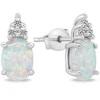 Brilio Silver Beautiful sidabrinis jewelry set with baltas opals SET245W (pendant, earrings)