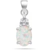 Brilio Silver Beautiful sidabrinis jewelry set with baltas opals SET245W (pendant, earrings)