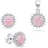 Brilio Silver Brilio Sidabrinis Jewelry set with zircons and pink opal SET231WP (pendant, earrings)