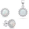 Brilio Silver Brilio Sidabrinis Sidabrinis jewelry set with zircons and baltas opal SET231W (pendant, earrings)