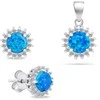 Brilio Silver Brilio Sidabrinis Sidabrinis jewelry set with zircons and mėlynas opal SET231WB (pendant, earrings)