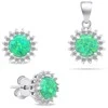 Brilio Silver Brilio Sidabrinis Jewelry set with zircons and žalias opal SET231WG (pendant, earrings)